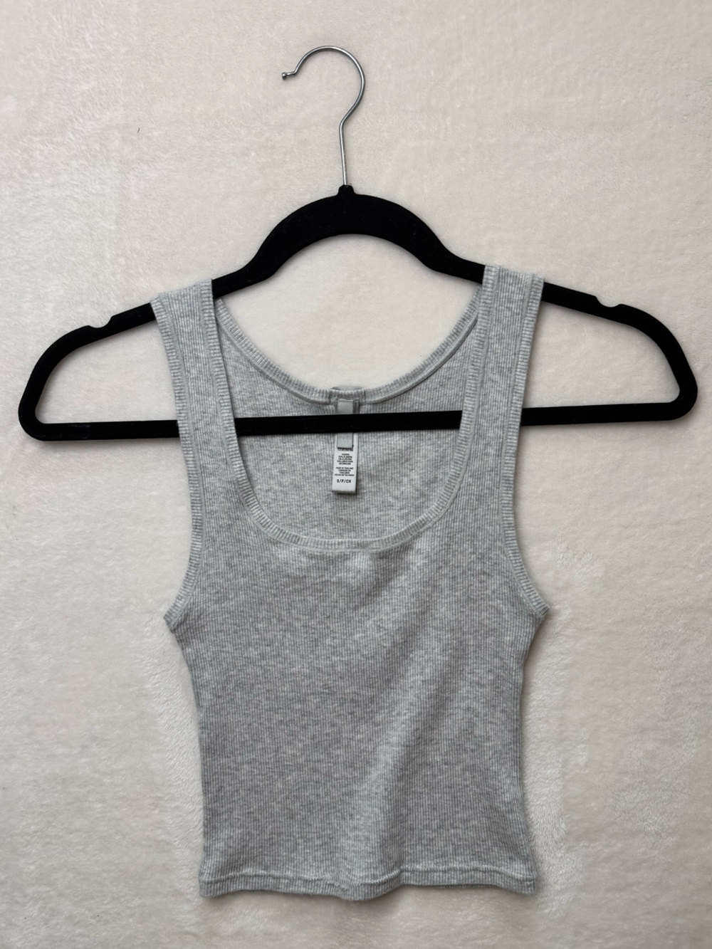 Skims Gray Cotton Ribbed Tank Top Sz S